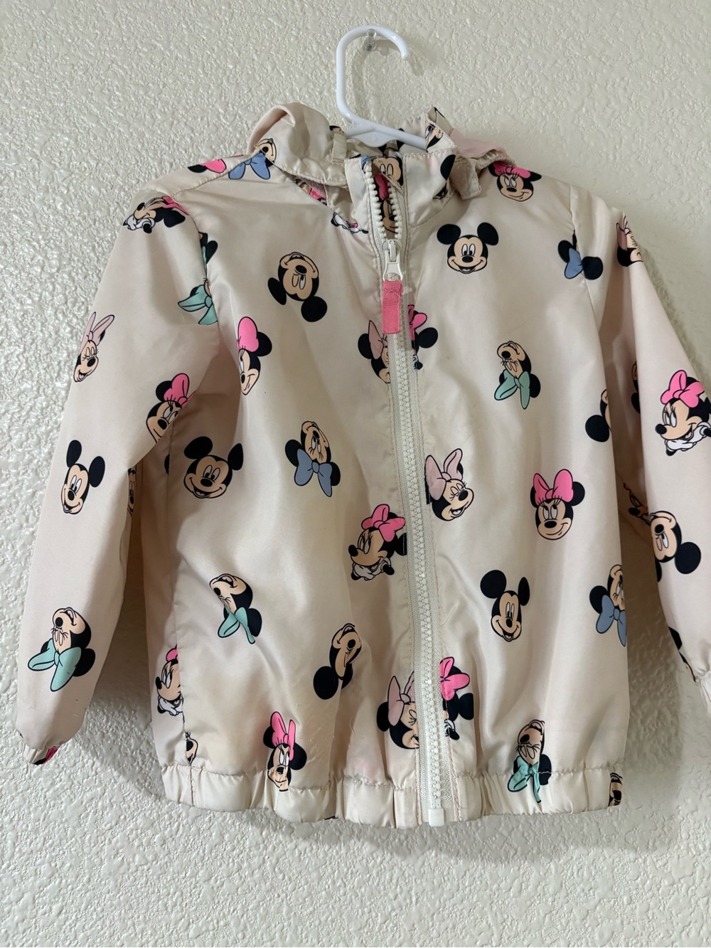 Kids Minnie & Mickey Print Hooded Windbreaker Jacket
